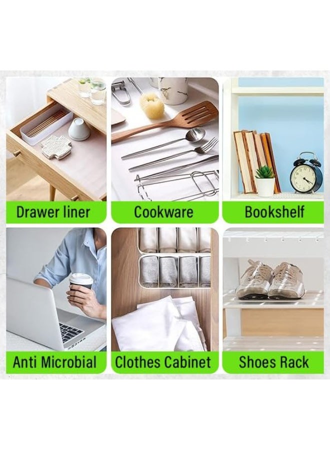 MunKan Shelf Liner for Kitchen (2 Rolls (45 x 150cm) Non-Adhesive Drawer Mats, Non-Slip Food Grade EVA Drawer Liner, Stain-Proof Liner for Shelf, Refrigerator, Cupboard, and Desk ( Grey ) - Image 5